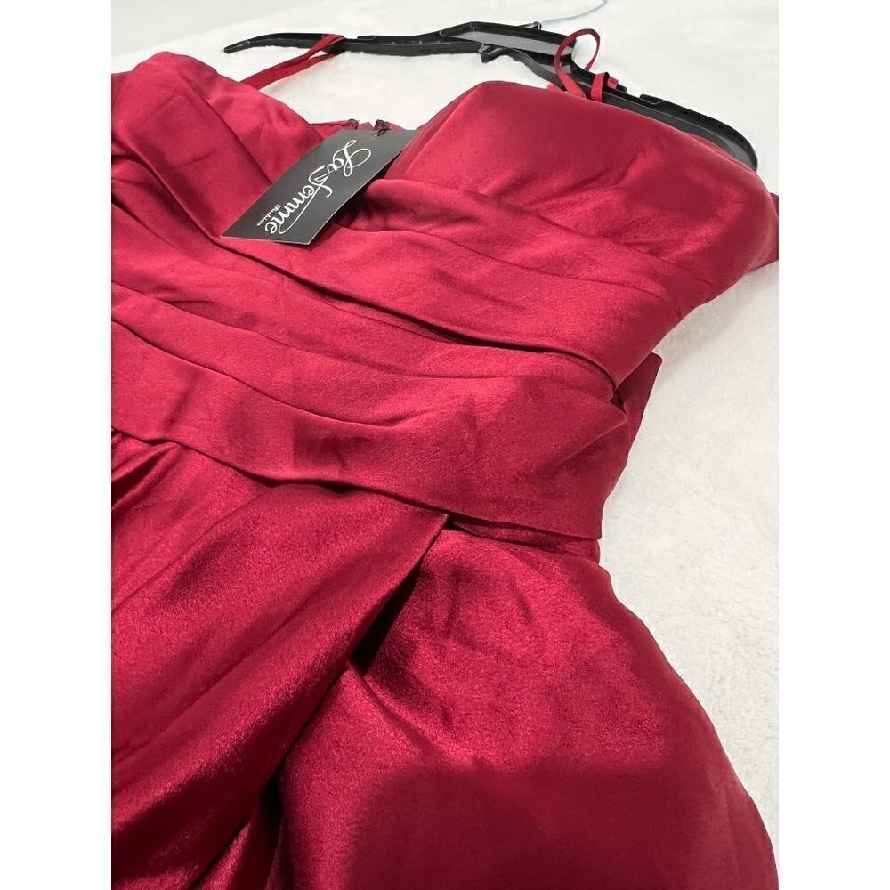 New La Femme Size 16 Strapless Slit Satin Ballgown Wine Prom Dress **Thread Pull - Picture 11 of 16